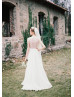 Ivory Lace Chiffon Illusion Back Wedding Dress